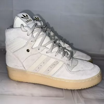 Mens ADIDAS Rivalry High Top Off White Cream Sneakers US 9.5 #32921 • $90