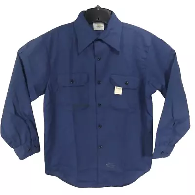 New Vintage JC Penney Big Mac Navy Blue Sz M 31-32 Button LS Work Shirt NWT NOS • $34.95