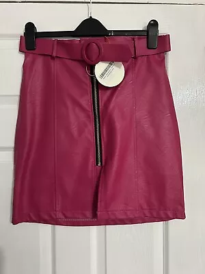 Ladies/Womens Pink Zip Front Mini Skirt. Size L • £7.49