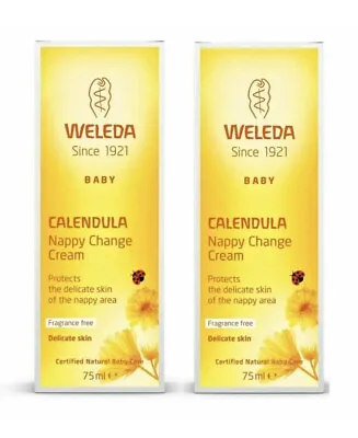 2 X Weleda Baby Calendula Nappy Change Cream 75ml 100% Natural REDUCED EXP 08/23 • £5.99