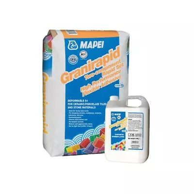 S1 Flexible Tile Adhesive Mapei Granirapid 2 Part Rapid Setting In Grey Or White • £53.05