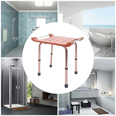 Teak Bath Bench Shower Stool SPA Seat Portable Adjustable 300LBS Non-Slip NEW • $79