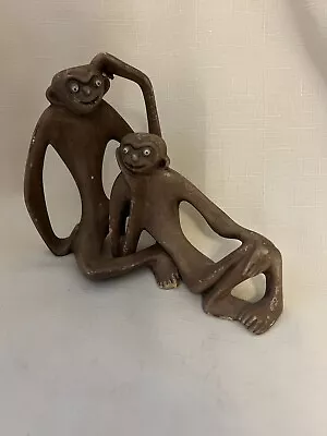 Vintage Mid-Century Ceramic Monkey/Sloth Figurine Pair Set • $49.99