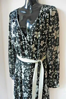 £15 • Buy Nougat London Pure Silk Black Sage Floral Dress Size 2 Uk 10 