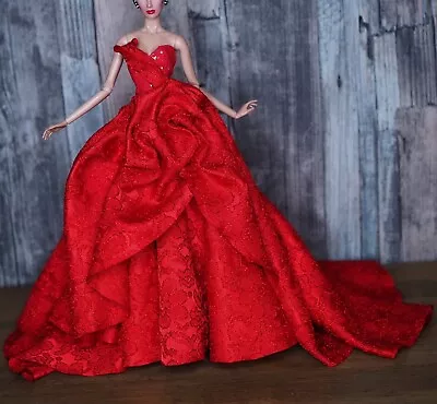 Handmade Red Evening Dress Gown For Integrity Fashion Royalty Dolls • £55