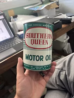 1960’s SOUTHERN QUEEN Motor Oil Can 1 Qt. - High Point NC • £116.73