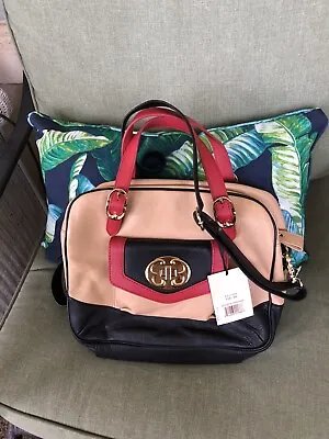 $120.95 • Buy Nwt Emma Fox Boxy Color-block Red/black/tan Pebbled Leather Tote/satchel/handbag