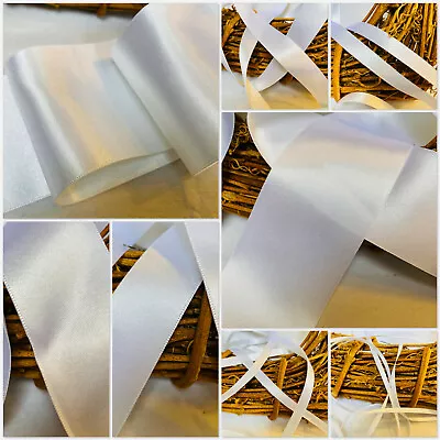 £59.99 • Buy Berisfords Shade 1 White Double Satin Ribbon 3/7/10/15/25/35/50/70mm Widths