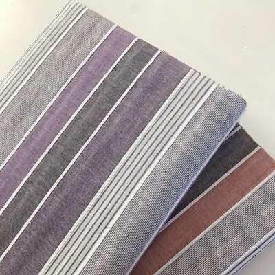 Woven Striped Ticking 100% Cotton Fabric Purple Orange Craft Dress Making FQ • £3.75