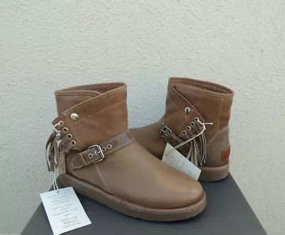 Ugg Collection Karisa Chestnut Stingray Shearling Fringe Boots Us 9/ Eur 40 Nib • $109.95