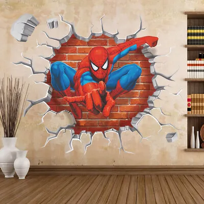 Removable Wall Sticker Home Decor Birthday Part  Spiderman Out Of The Wall 3D   • $12.99