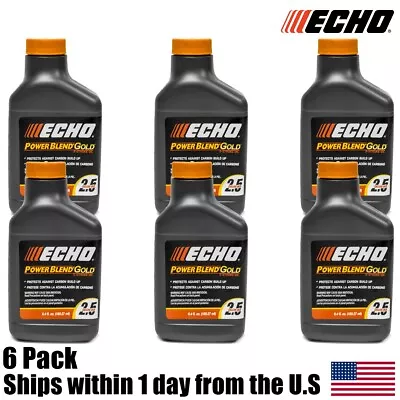 6 Pack Echo Oil 6.4 Oz Bottles 2 Cycle Mix For 2.5 Gallon – Power Blend 6450025G • $28.99