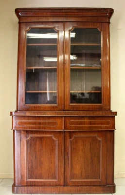 $1850 • Buy Superior Antique Victorian Mahogany Two Height Bookcase Display Cabinet Ca 1870