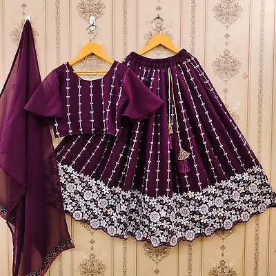 Faux Georgette Function Ethnic Stitched Lehenga Blouse Dupatta For Kids 22-KL-AE • £37.99