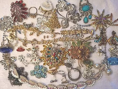 Vintage/Now Jewelry Repurpose Repair Harvest Craft Trifari USA Rings Necklaces • $44