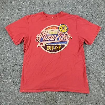 Mark Ecko Shirt Men's Large Red Cut & Sew NYC Graphic Tee Short Sleeve Spell Out • $10.39