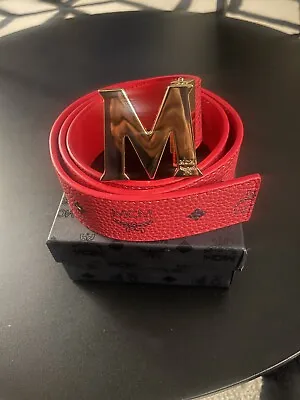 MCM Red Leather Belt Size 36   • $120