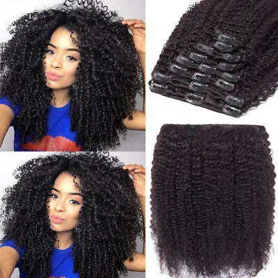 Thick Afro Kinky Curly Clip In 100% Human Hair Extensions Double Weft 8pcs 120g • $28.92