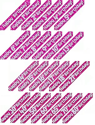 2.7m 9ft  Holographic Pink Silver Foil Banner Birthday Party Wall Decoration • £1.79