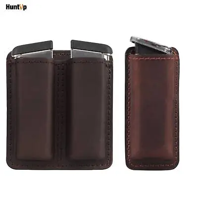 Tactical IWB OWB Genuine Leather Magazine Pouch For.40 .45 9mm Pistol Mag Holder • $13.29