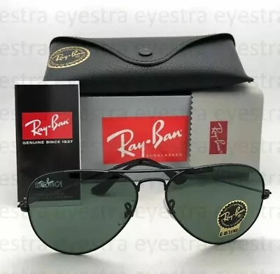 Ray-Ban Aviator Classic Unisex Sunglasses Black Frame G-15 Lens RB3025 L2823 58 • $134.99