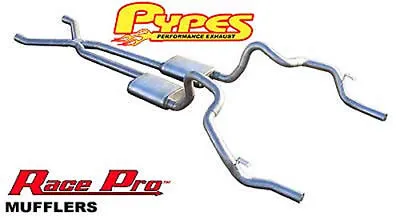 Pypes 70+ F X Body Dual Exhaust System 2.5 X-Pipe Stainless Race Pro Mufflers • $569.75