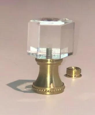 NEW: VINTAGE 2nd Quality CRYSTAL HEXAGON LAMP FINIAL 1-3/4 H Tap 1/8IP & 1/4-27 • $12.50