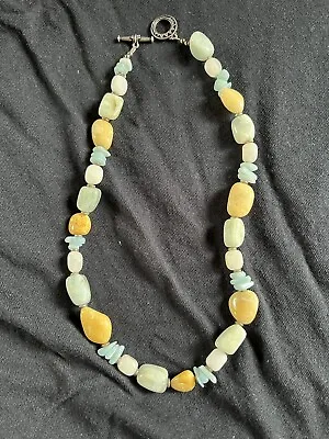 Mixed Semi Precious Gemstones  18   Beaded Necklace Amazonite Yellow Jade • $18