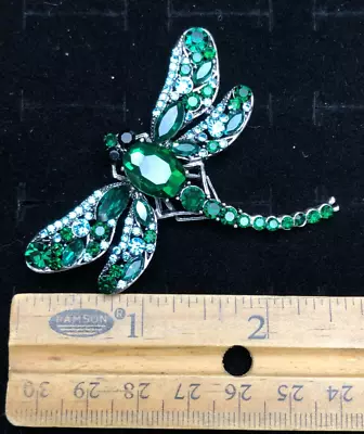 Vintage Dragonfly Insect Bug Brooch Pin Aqua Blue Green Crystal Glass Rhinestone • $14.99