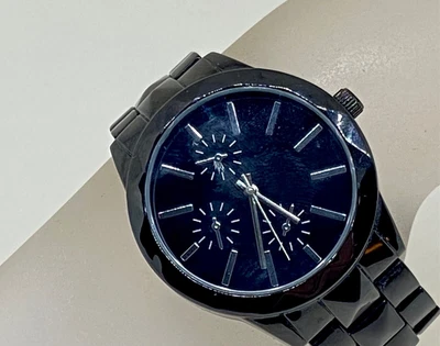 £12.50 • Buy NEXT Ladies/ Unisex Chunky Round Black Watch - New Battery - Link Bracelet