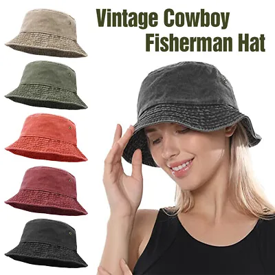 Unisex Men Women WASHED COTTON Outdoor Camping Sports Bucket Hats Fisherman Hat • $9.83