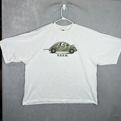 A1 Vintage 2000s Volkswagen Beetle SUVW Car Frog T Shirt Adult 4XL White Mens • $27.99