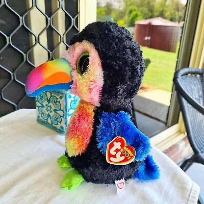 🌸TY Beanie Boo Beanie Babies Beaks Rainbow Penguin Large Size Plush Toy • $14.99