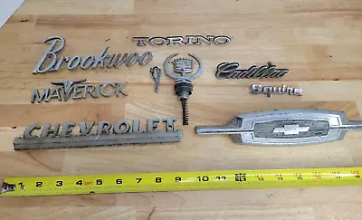 Vintage Automobile Car Junk Parts Emblem Badge Lot; Maverick Torino Cadillac • $54.99