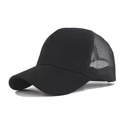 Mens Womens Trucker Hat Mesh Back Plain Solid Snapback Baseball Cap Blank Visor • $7.88