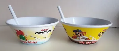 £9.99 • Buy Kellogg's X2 Sip Up Kids 2012 Cereal Bowls (Built In Straw) Cornflakes Coco Pops
