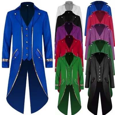 Steampunk Tailcoat Halloween Costumes For Men Gothic Medieval Victorian Jacket  • $9.17