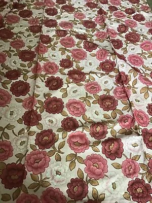£0.99 • Buy Vintage Pair Of 60’s 70’s Pink Small Floral  Cotton Curtains 44 X 44