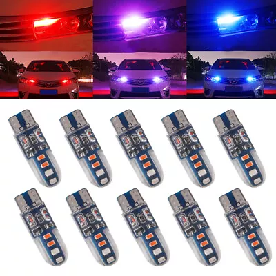 10Pcs T10 Silica 921 194 168 Strobe LED Bulb Side Flash Blink Light Red Blue 12V • $14.90