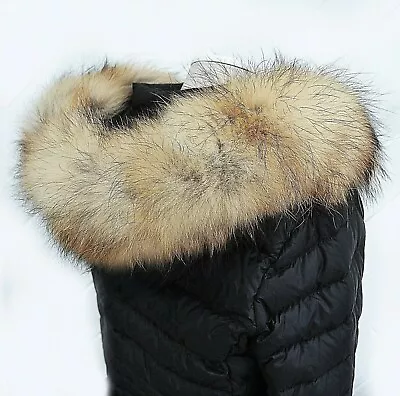  Extra Large Real Raccoon Fur Collar Trim For Coat Hood Replacement 80 X 5 Cm • $49