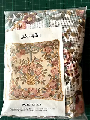 GLORAFILIA Tapestry Kit  ROSE TRELLIS   - Cushion Front  - 13.5 /34cm Square • £42