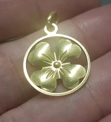 18K 750 18ct Gold Lucky 4 Leaf Clover Pendant - 1.48g • £99.99