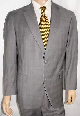 42R Hart Schaffner Marx Gold $1095 2-Piece Suit Men 42 Charcoal Check Wool 38x28 • $199