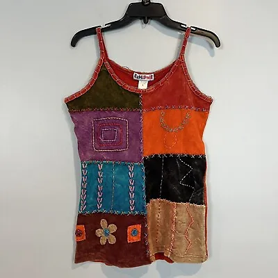 EzHippie Colorful Patchwork Hippie Tank Top Size Large Sustainable Made In Nepal • $12.37