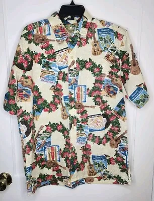 Reyn Spooner Mele Kalikimaka Shirt Mens Large Hawaiian Christmas Santa Hula • $45