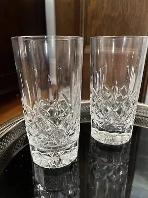 Set Of 2 - WATERFORD Crystal Lismore 12 Oz. Highball 5.5  Tumblers Flat Bottom • $81.99