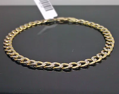 Real 10K Gold Bracelet Men Women Cuban Link  Diamond Cut 5mm 7  Inch  • $275.31