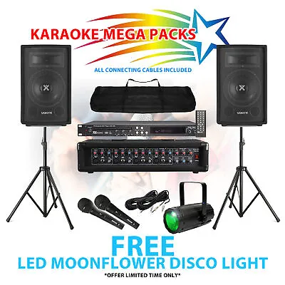 Karaoke Party Mega Pack CD+G DVD Player Mics Speakers Amplifier FREE Disco Light • £539