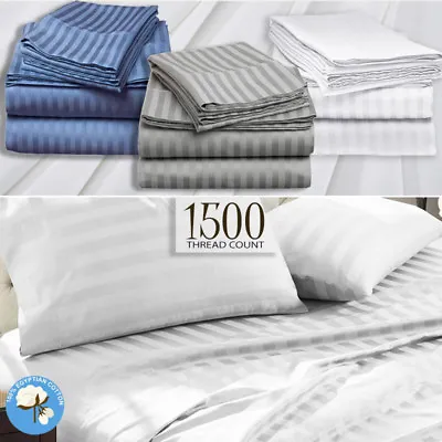 $89 • Buy 1500TC Striped Egyptian Cotton Sateen Sheet Set Or Doona Quilt Cover - All Size
