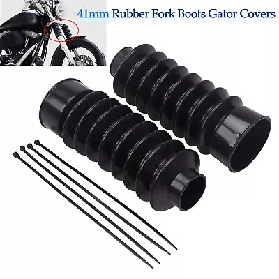 Motorcycle Fork Boots Gators Black Rubber 41mm Fits For Harley FXST FXDWG FXWG • $19.98